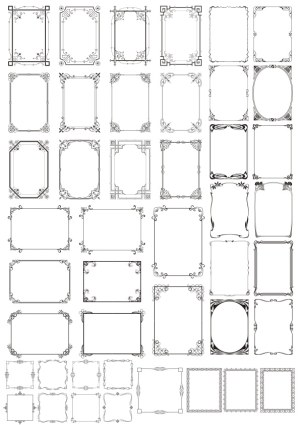 Collection of Ornate Vintage Black and White Frame Borders Free Vector