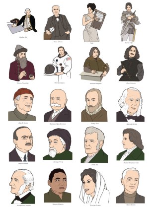 Portraits of Notable Historical and Cultural Figures Vector Collection Free Vector