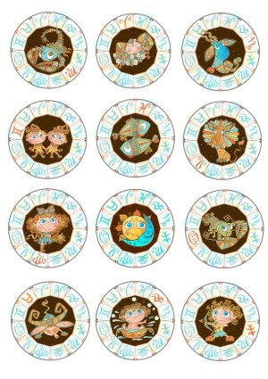 Hand-Drawn Zodiac Signs Vector Set with Cute Cartoon Characters Free Vector