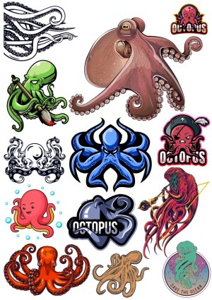 Collection of Octopus Vector Illustrations and Logos Free Vector