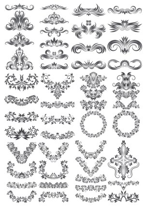 Ornate Vintage Decorative Floral Vector Design Elements Free Vector