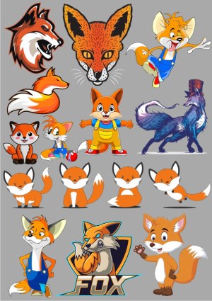 Collection of Cartoon and Graphic Fox Illustrations and Logos Free Vector