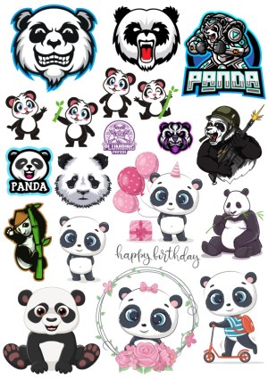 Variety of Panda Vector Illustrations and Mascot Designs Free Vector