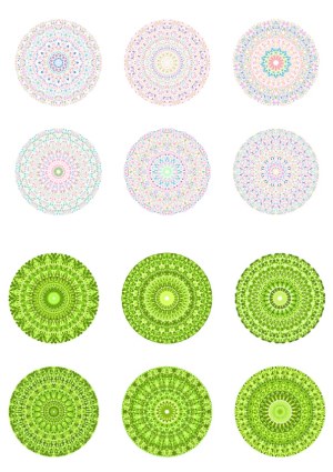 Set of 12 Colorful Circular Mandala Patterns with Floral and Leaf Motifs Free Vector