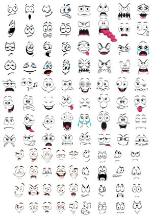 Collection of Diverse Cartoon Facial Expressions Free Vector