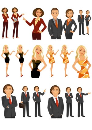 Business People Wearing Formal and Party Attire Vector Characters Free Vector