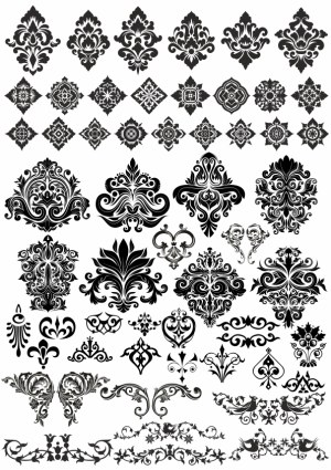 Collection of Ornate Black Vintage Decorative Flourishes and Ornaments Free Vector