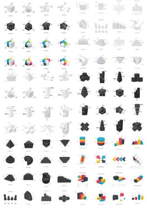 Comprehensive 3D Infographic Charts and Graphs Set Free Vector