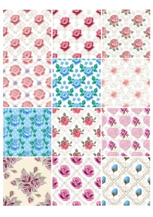 Seamless Floral Rose Patterns Collection Free Vector