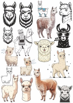 Collection of Llama and Alpaca Illustrations and Vector Art Free Vector