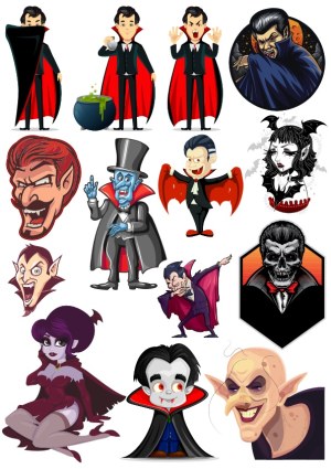 Cartoon Vampire Characters Collection Free Vector