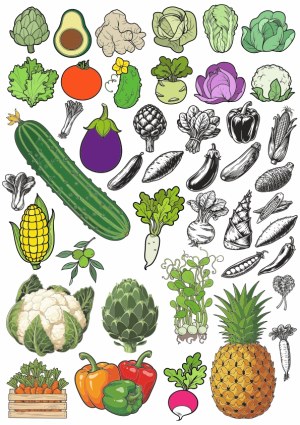 Hand-Drawn Vegetable and Fruit Vector Collection Free Vector