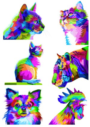 Colorful Pop Art Style Animal Portraits Vector Pack Free Vector