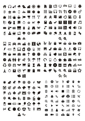 Comprehensive Black Business and Multimedia Icon Set Free Vector