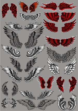 Collection of Decorative Angel and Bird Wing Vector Designs Free Vector