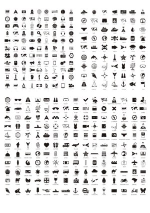 Comprehensive Set of Black Silhouette Icons Free Vector