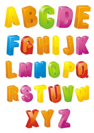 Colorful 3D Cartoon Alphabet Letters A to Z Free Vector