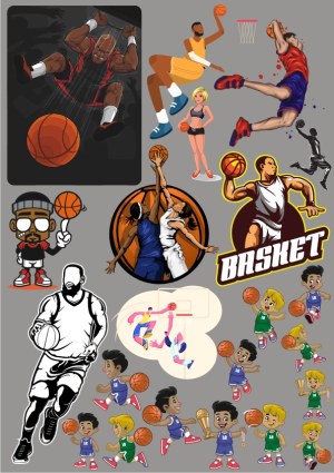 Basketball Players and Actions Vector Collection Free Vector