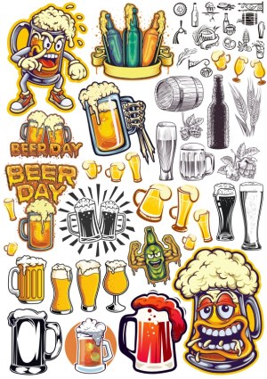 Beer Day Cartoon and Icon Vector Set Free Vector