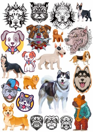 Variety of Dog Breed Illustrations and Mascots Free Vector