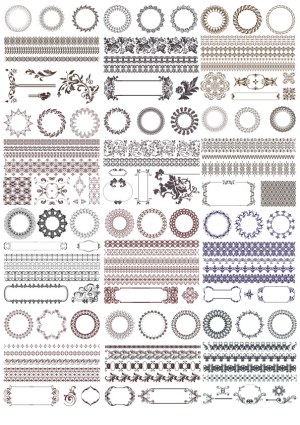 Vintage Ornamental Borders and Frames Set Free Vector