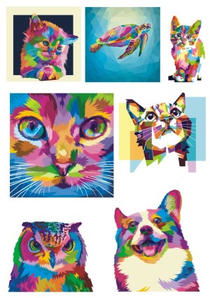 Colorful Polygonal Animal Portraits Collection Free Vector