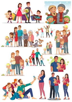 Diverse Family Life Illustrations Collection Free Vector