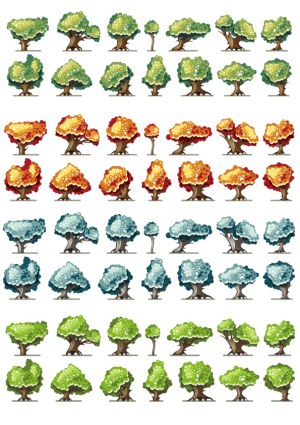 Seasonal Stylized Tree Vector Set Free Vector
