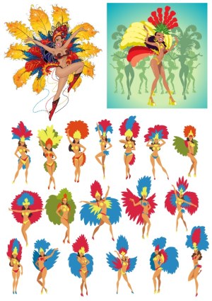 Colorful Carnival Dancer Vector Collection Free Vector