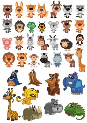 Large Collection of Cute Cartoon Animal Characters Free Vector