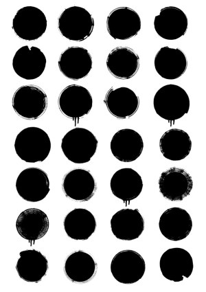 Set of 30 Hand-Drawn Black Ink Circle Strokes Free Vector