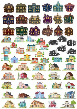 Collection of Diverse Residential and Vintage House Vector Illustrations Free Vector