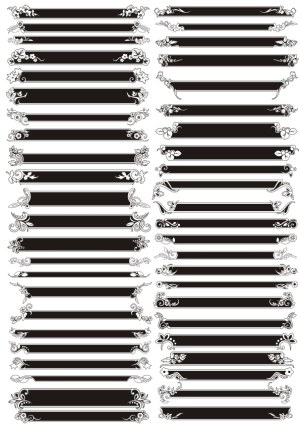 Black and White Floral Decorative Banner Vector Set Free Vector