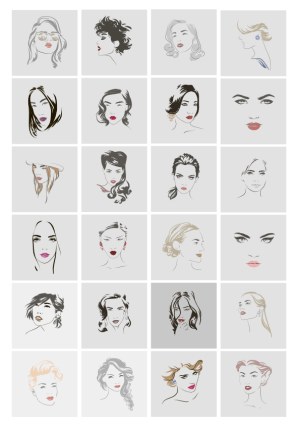 Stylized Female Portrait Illustrations Vector Set Free Vector