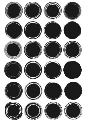 Set of 25 Grunge Round Ink Stamp Vectors Free Vector