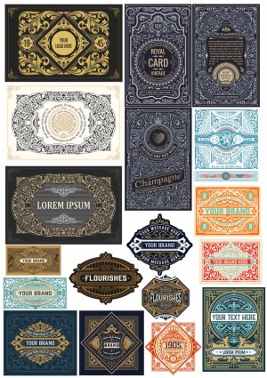 Vintage Ornate Label and Frame Vector Set Free Vector