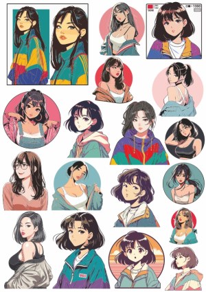 Collection of Stylish Anime Girl Avatars in Colorful Outfits Free Vector