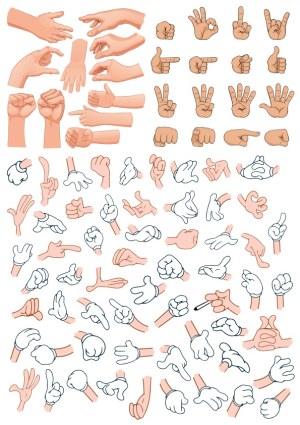 Large Collection of Cartoon and Realistic Hand Gesture Vectors Free Vector