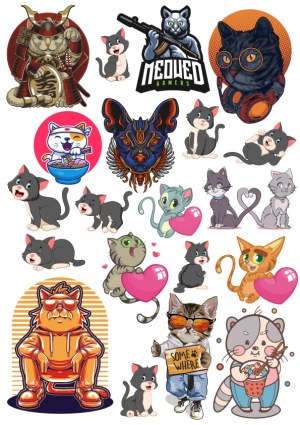 Cute and Cool Cat Character Vector Collection Free Vector