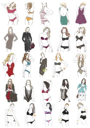 Collection of Fashion Female Figures in Various Outfits Vector Free Vector