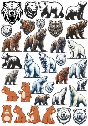 Collection of Bear Vector Illustrations and Mascots Free Vector