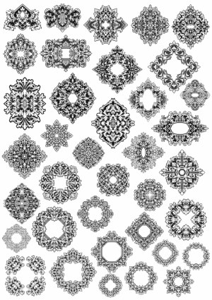Ornate Victorian-Style Vintage Frame and Border Set Free Vector