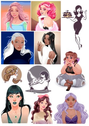 Diverse Female Portraits and Silhouettes Vector Collection Free Vector