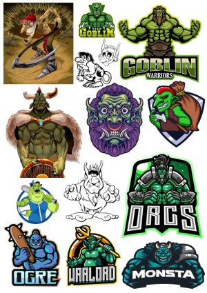 Collection of Goblin, Orc, Ogre, and Monster Fantasy Character Vectors Free Vector