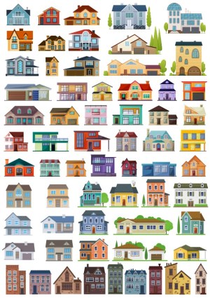 Assorted Colorful Vector Residential House Icons Collection Free Vector