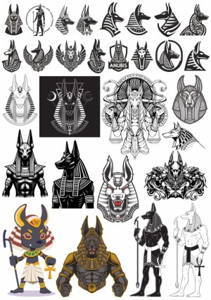 Collection of Anubis-Themed Vector Illustrations and Icons Free Vector