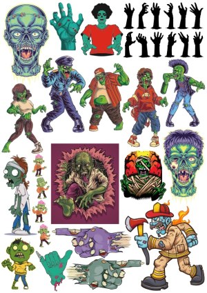 Zombie and Hands Vector Collection with Various Styles and Poses Free Vector