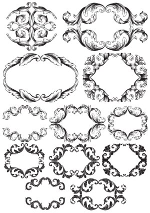 Decorative Vintage Baroque Frames and Borders Set Free Vector
