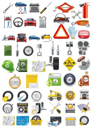 Comprehensive Car Maintenance and Repair Vector Icons Free Vector