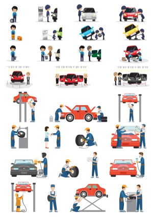 Car Maintenance and Repair Service Vector Icons Free Vector